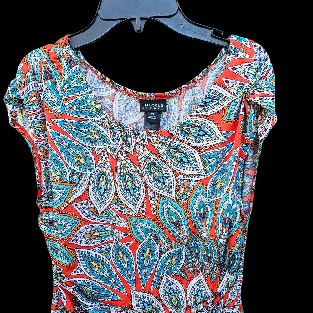 Enfocus Studio Patterned Mini Dress Women Size 14 - Picture 4 of 16